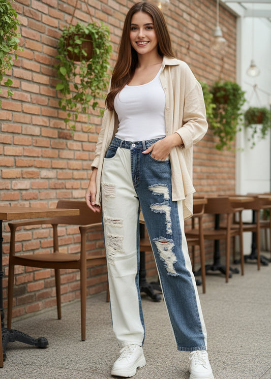 Ripped Denim Jeans For Women SL294