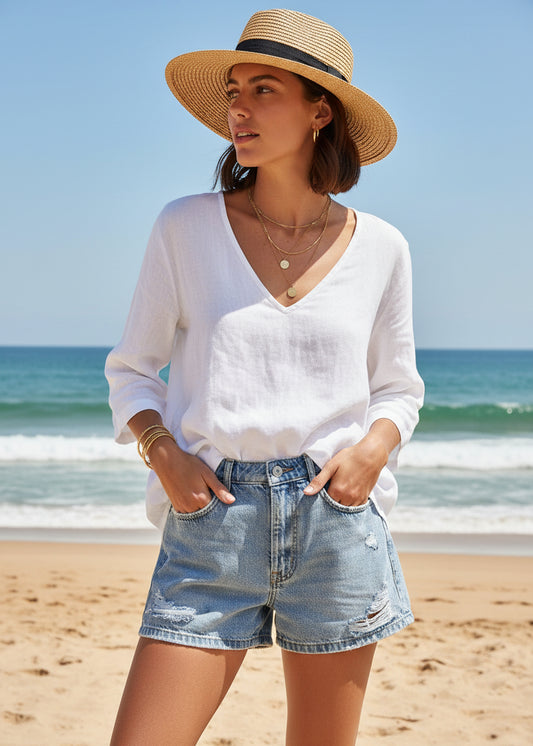 Ripped High-Waist Denim Shorts For Women SL294