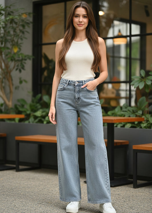 Wide-Leg Denim Jeans For Women SL294