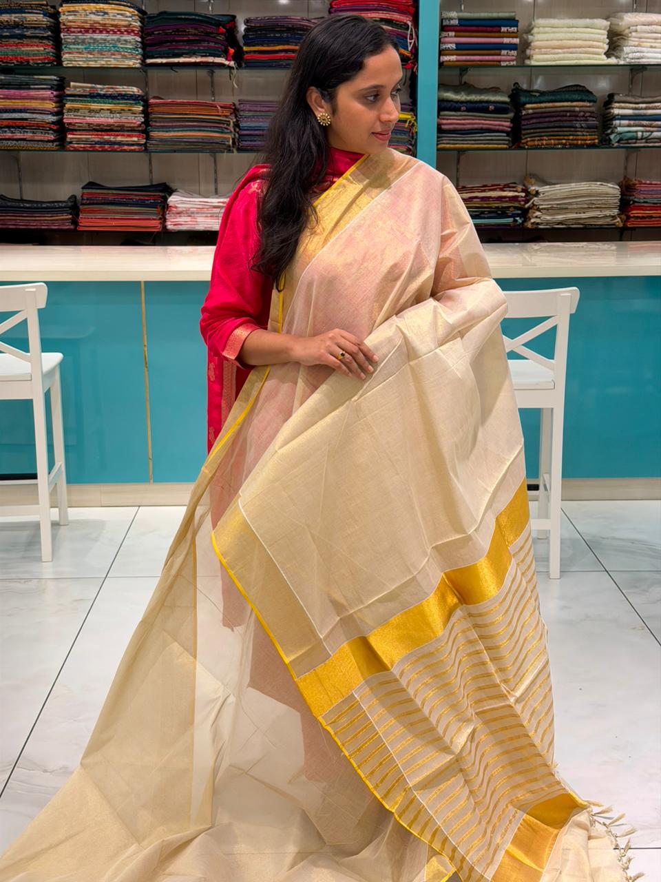 Kerala Tissue Handloom Replica Saree SL300