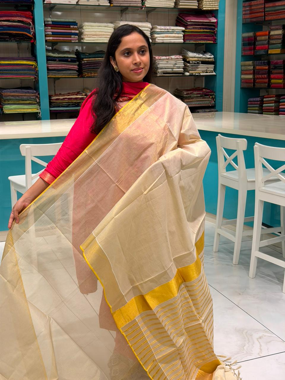 Kerala Tissue Handloom Replica Saree SL300