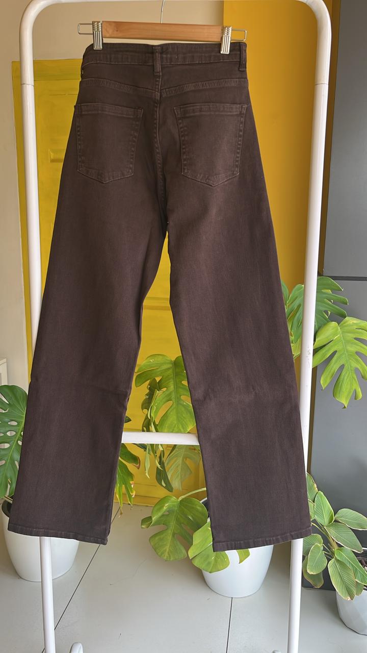 Straight Fit Brown Denim Jeans For Women SL294