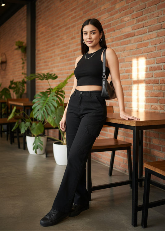 Straight Fit Cargo Jeans For Women SL294