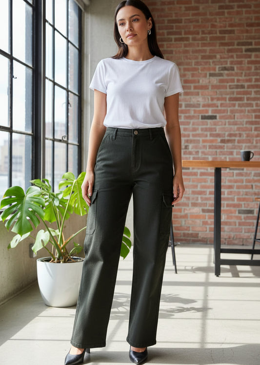 Cargo Straight Fit Jeans For Women SL294
