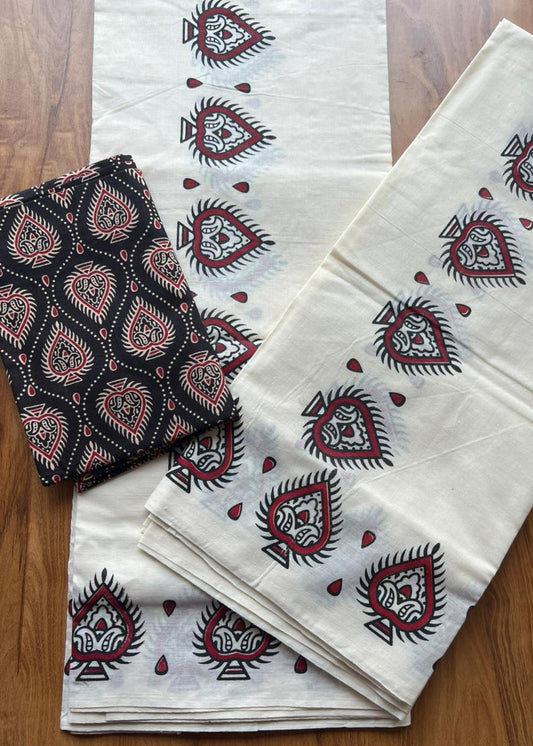 Kerala Cotton Single Set Mundu With Blouse Piece SL309