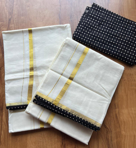 Kerala Cotton Single Set Mundu With Blouse Piece SL308