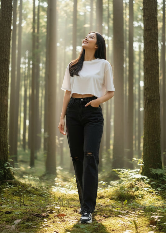 Ripped Wide Leg Denim Jeans For Women SL294