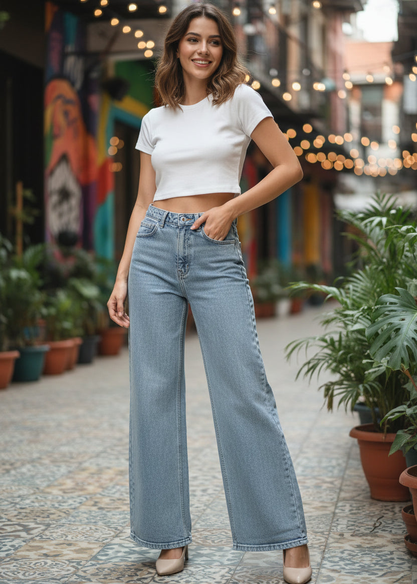 Straight Fit Denim Jeans For Women SL294