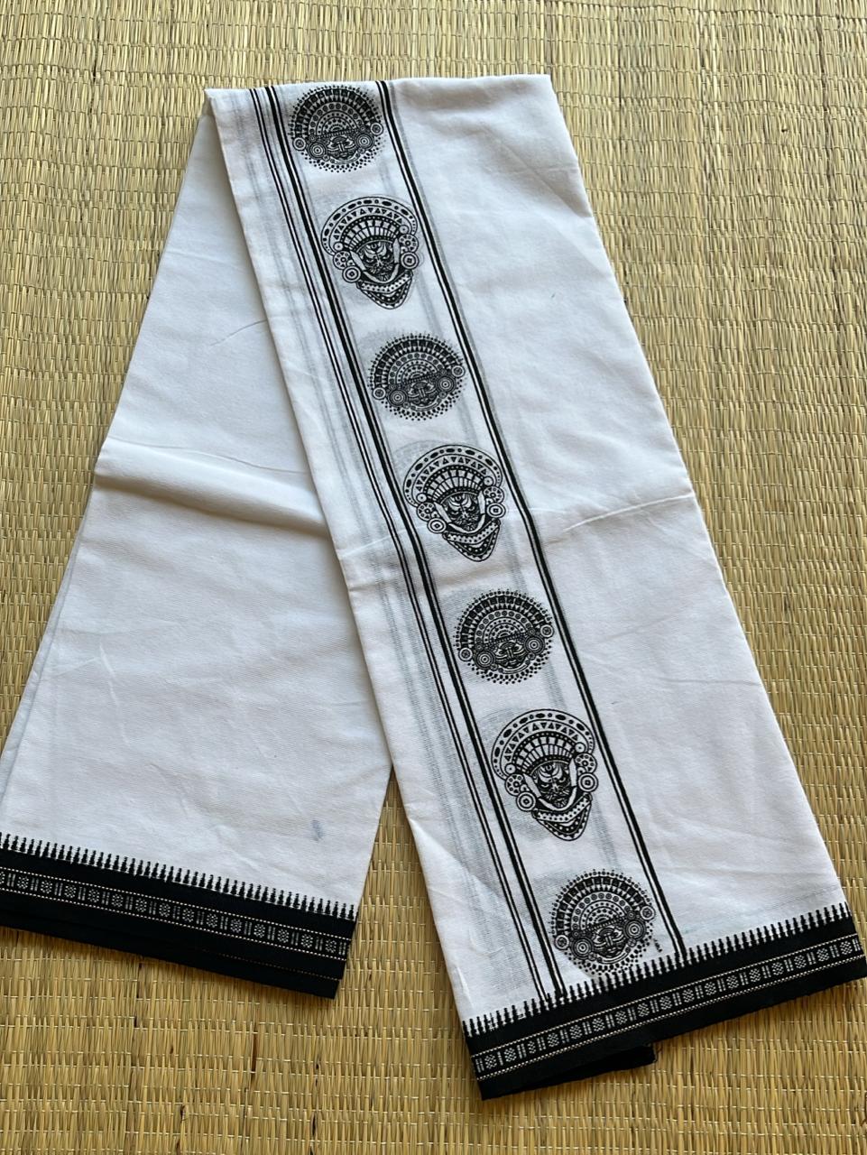 Pure White Printed  Single Dhoti SL319