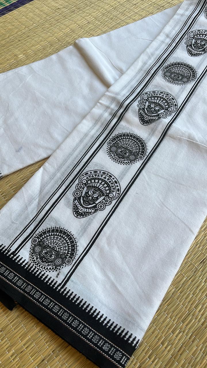 Pure White Printed  Single Dhoti SL319