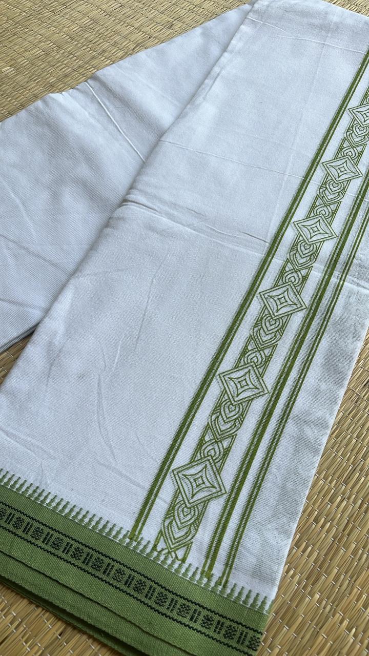 Pure White Printed  Single Dhoti SL319