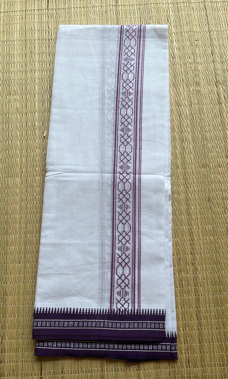 Pure White Printed  Single Dhoti SL319