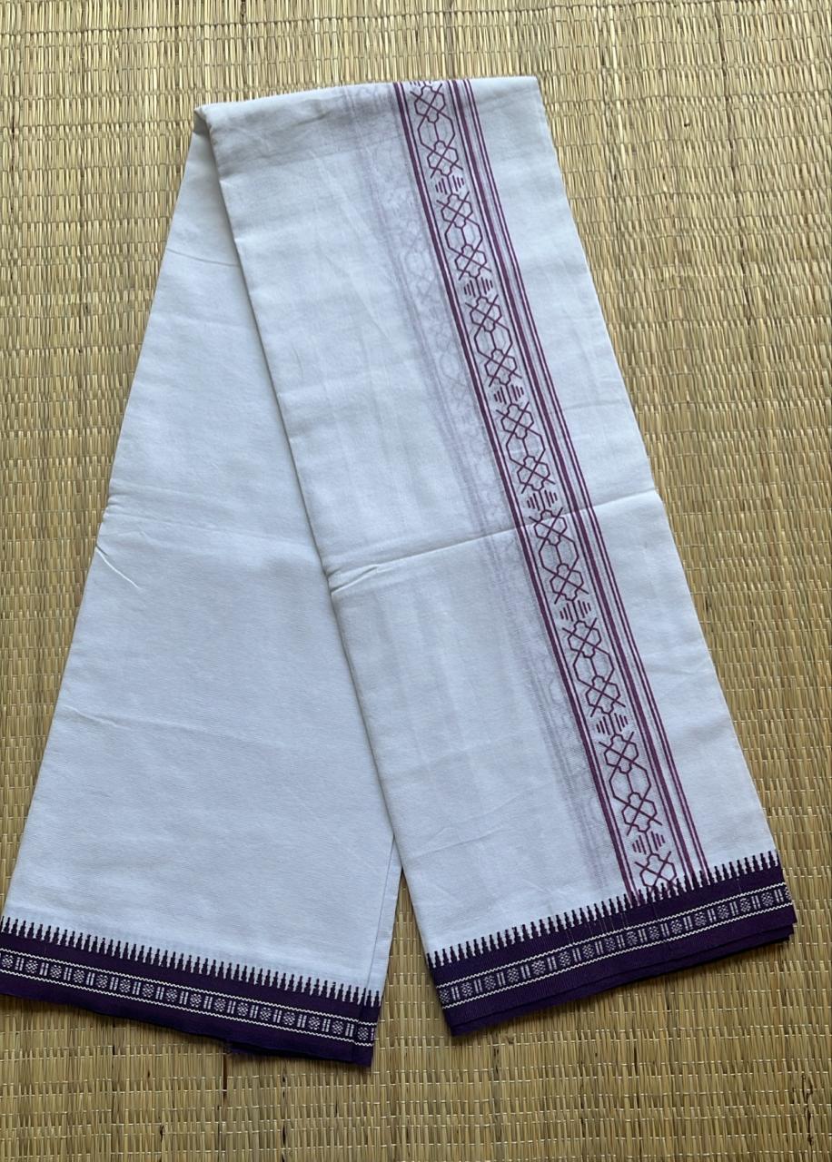 Pure White Printed  Single Dhoti SL319