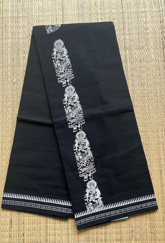 Black Printed Single Dhoti / Otta Mundu SL319