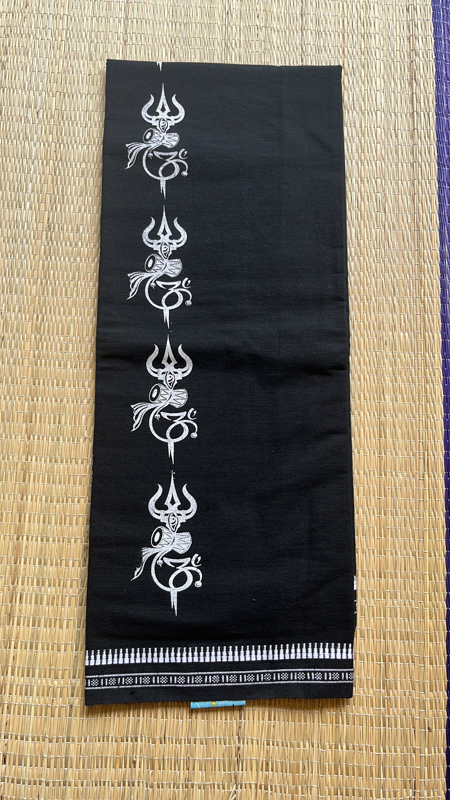 Black Printed Single Dhoti / Otta Mundu SL319
