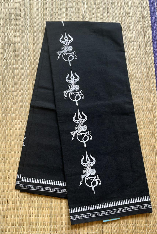 Black Printed Single Dhoti / Otta Mundu SL319