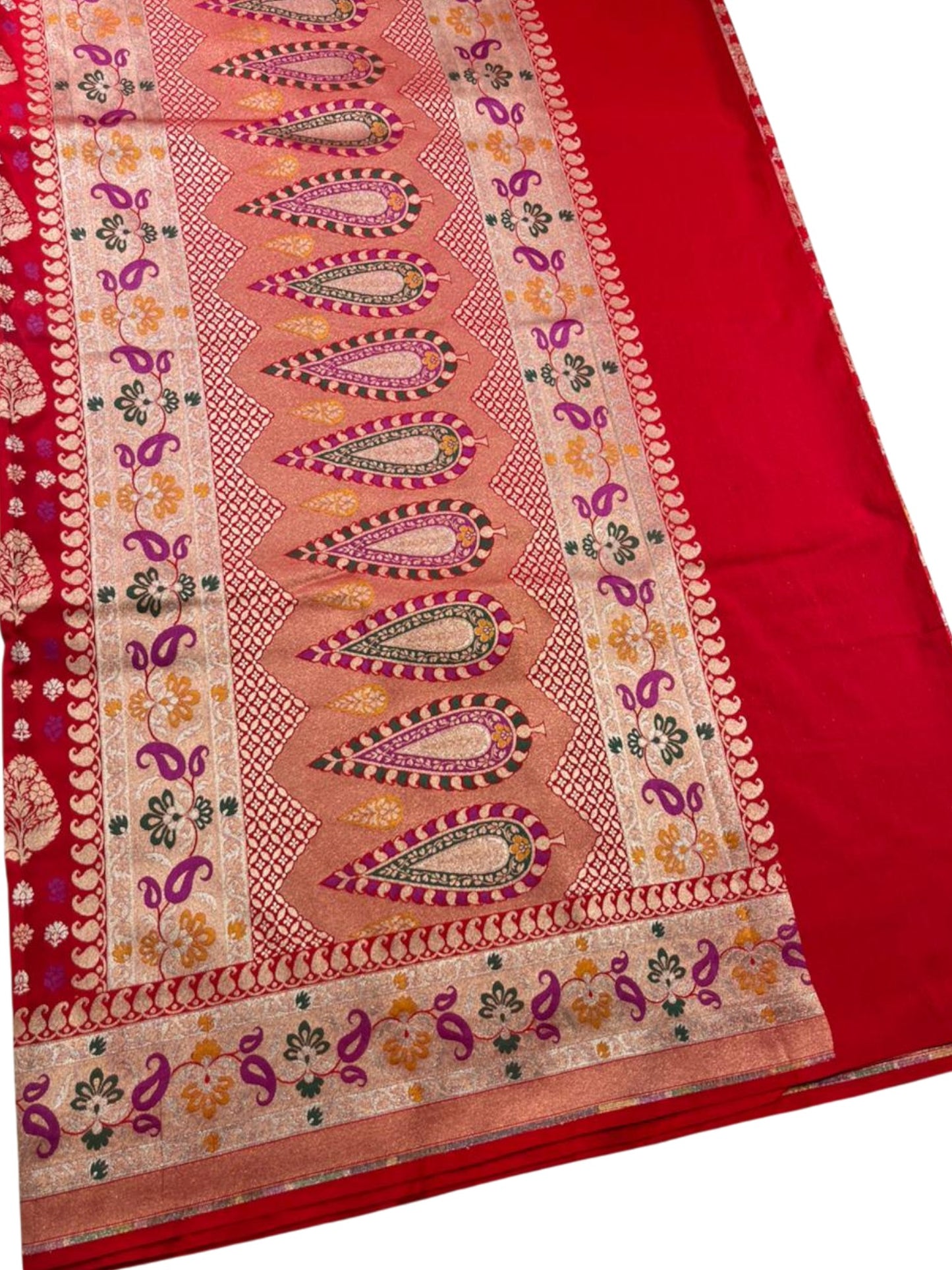Southloom Pure Banarasi Silk Saree with Woven Work on Body and Borders (Red)