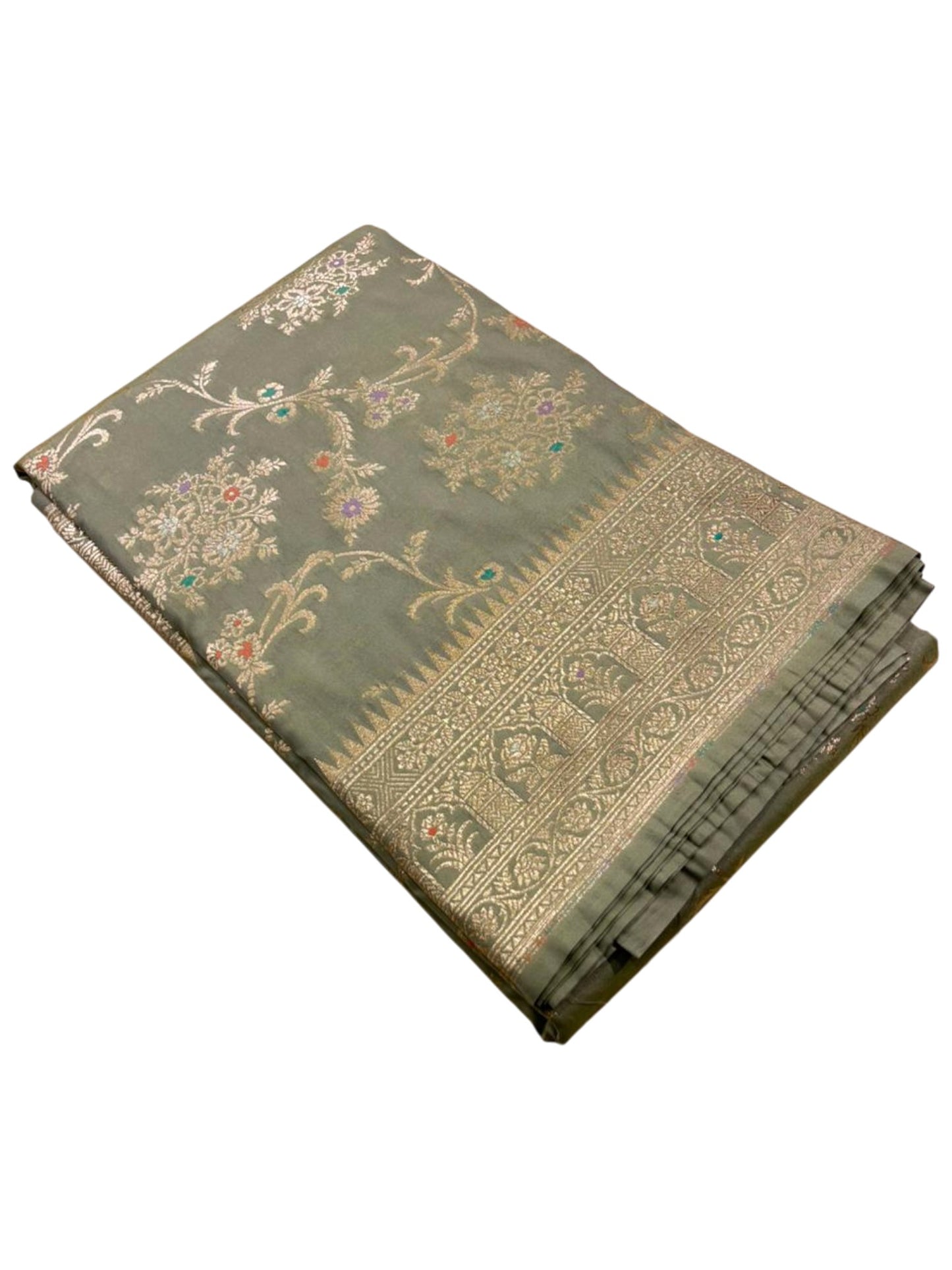 Southloom Pure Banarasi Silk Saree with Woven Work on Body and Borders (Pastel Green)