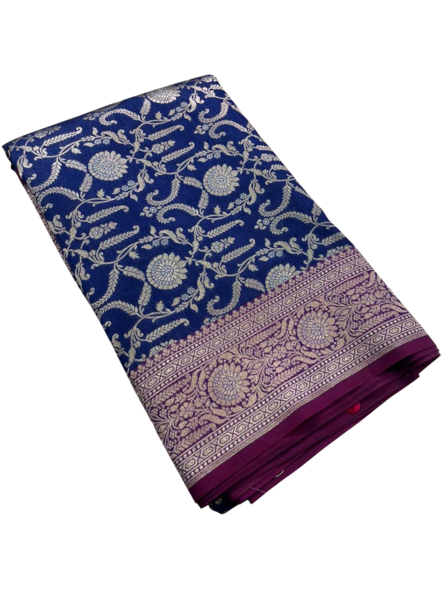 Southloom Pure Banarasi Silk Saree with Woven Work on Body and Borders (Blue)