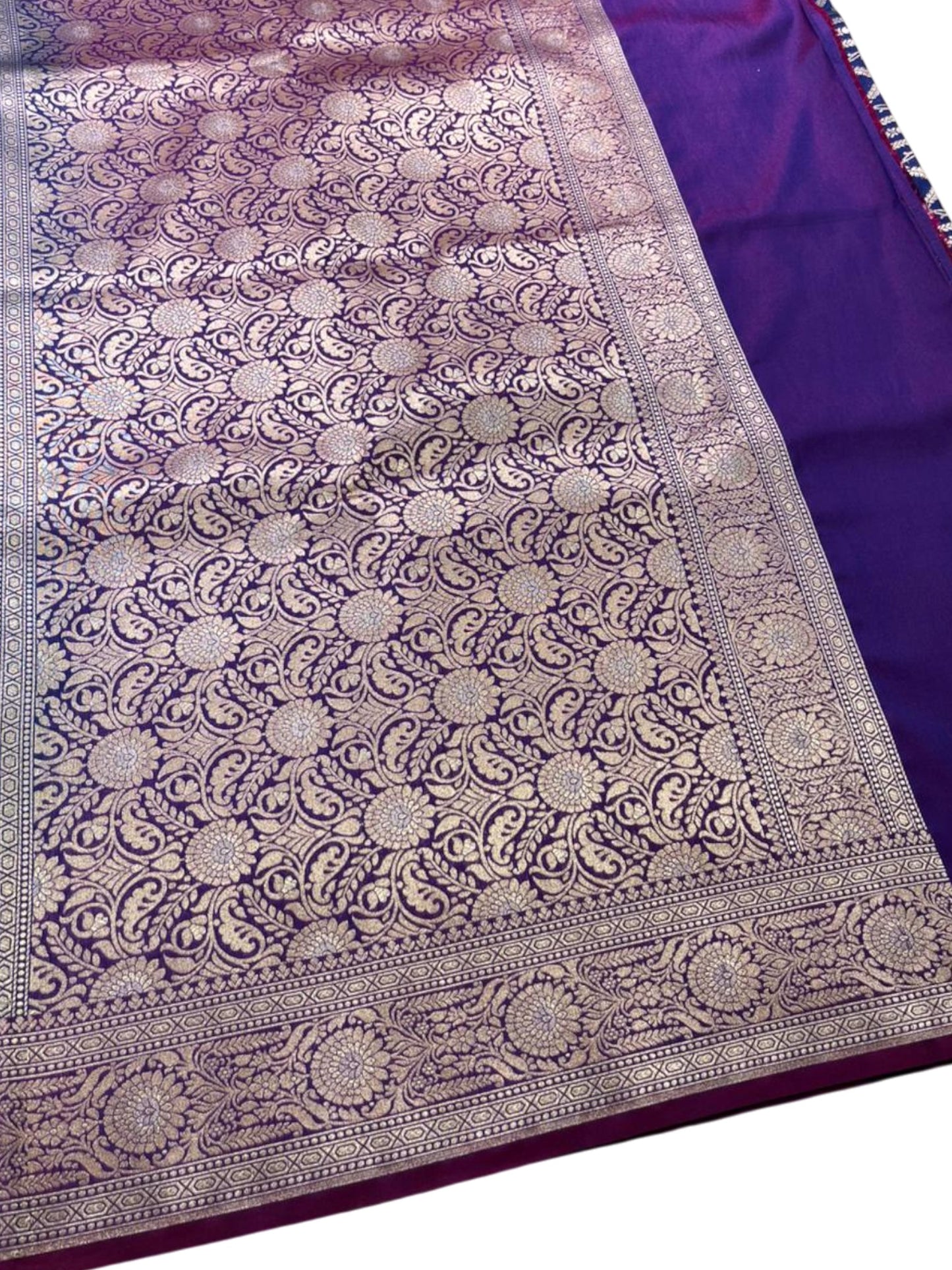 Southloom Pure Banarasi Silk Saree with Woven Work on Body and Borders (Blue)