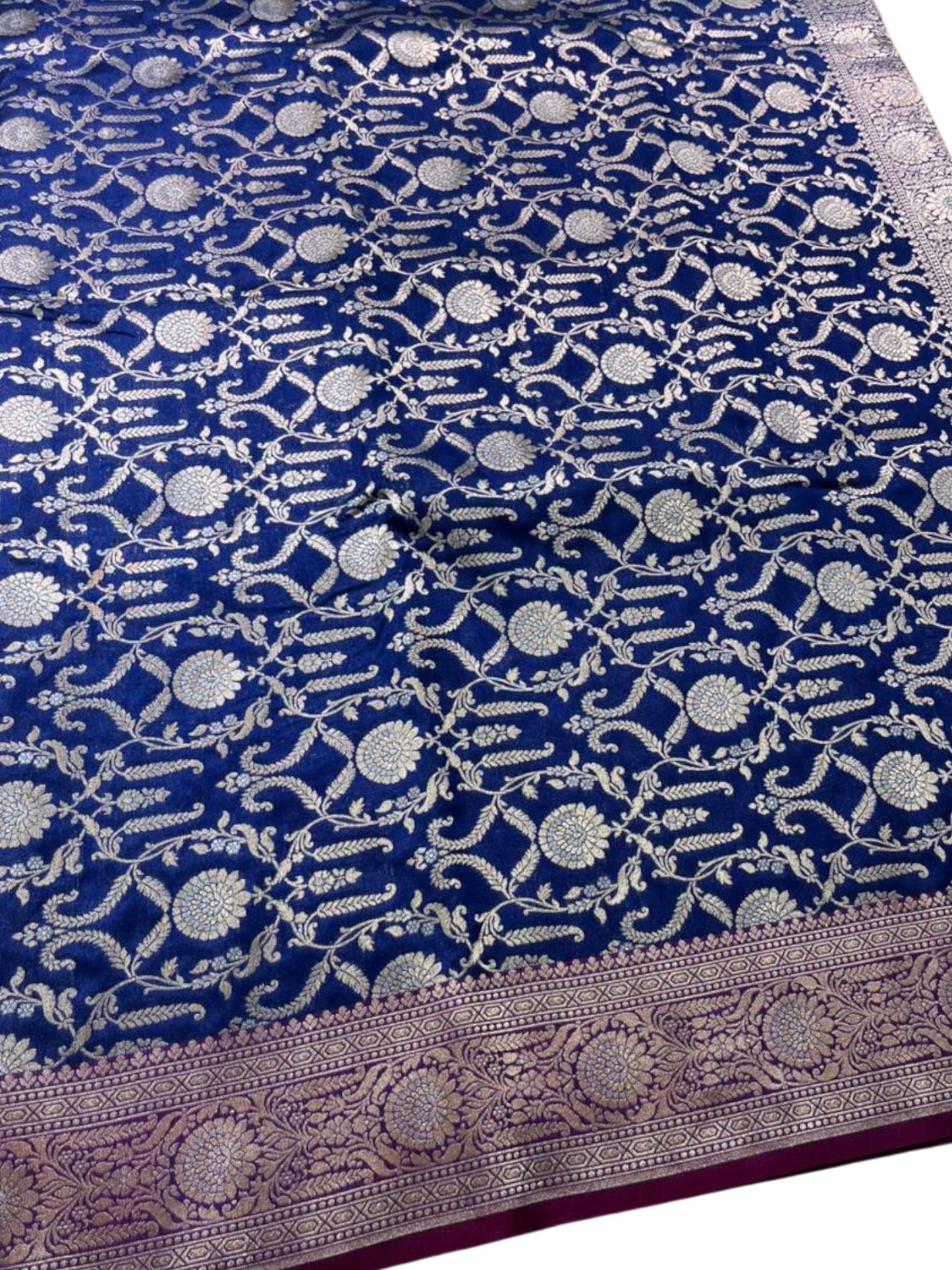 Southloom Pure Banarasi Silk Saree with Woven Work on Body and Borders (Blue)