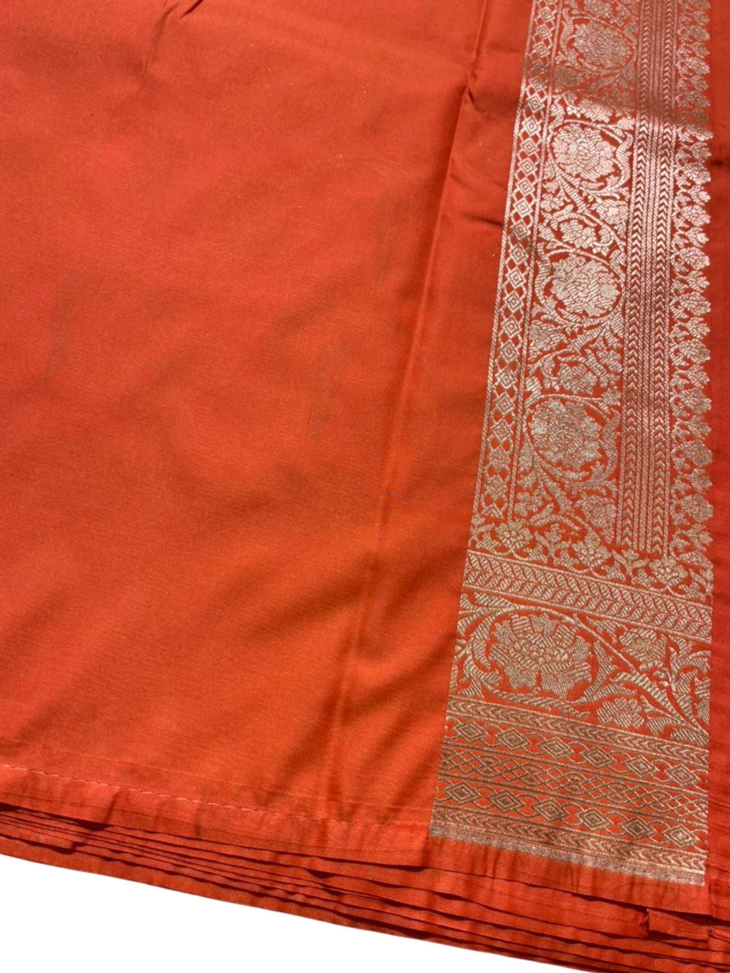 Southloom Pure Banarasi Silk Saree with Woven Work on Body and Borders (Orange)