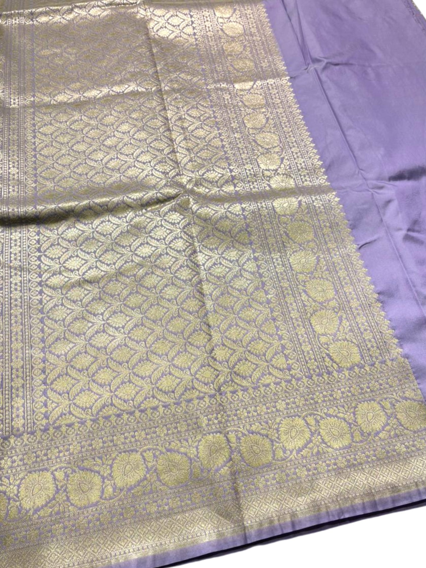 Southloom Pure Banarasi Silk Saree with Woven Work on Body and Borders (Lavender)
