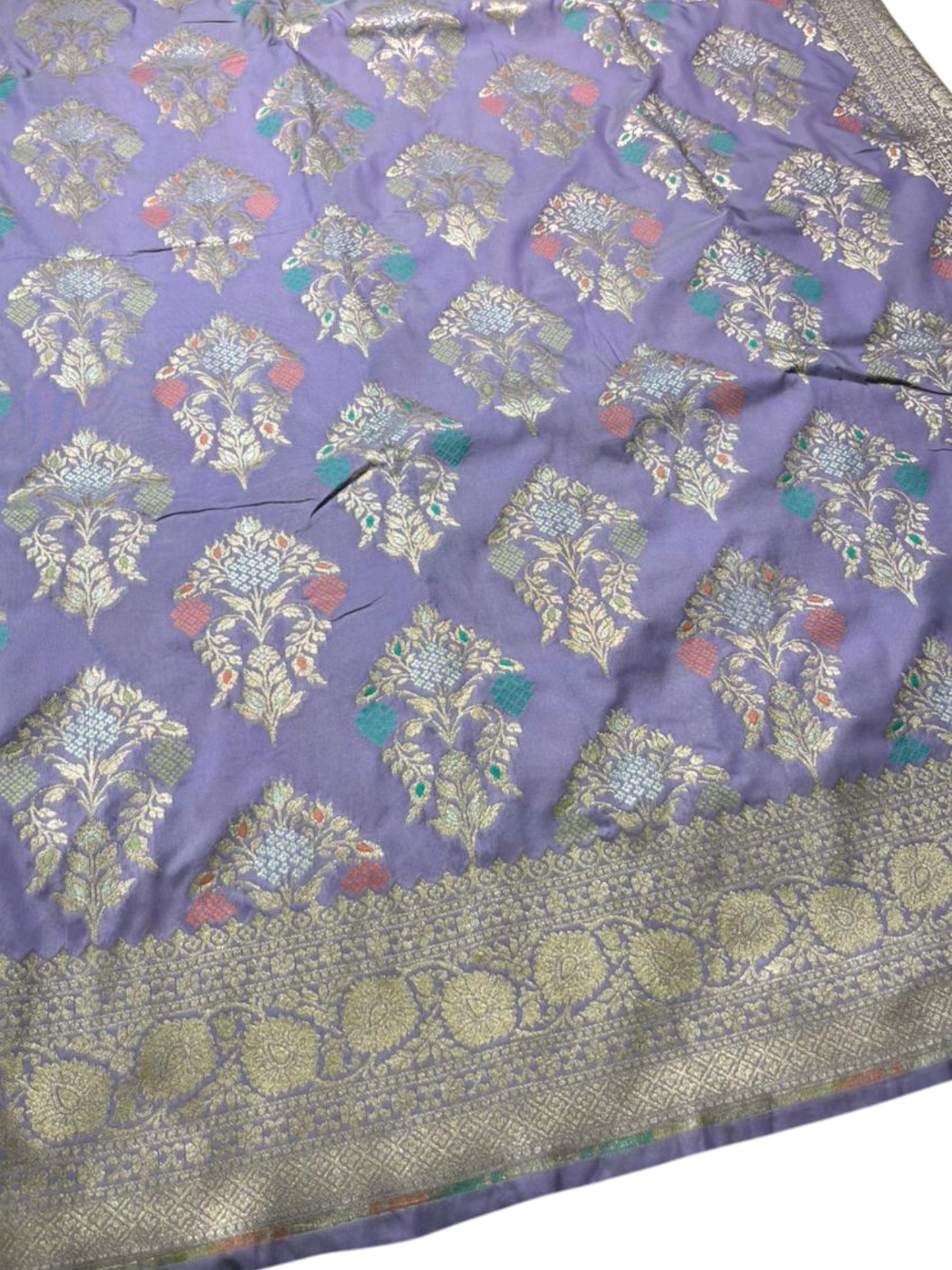 Southloom Pure Banarasi Silk Saree with Woven Work on Body and Borders (Lavender)