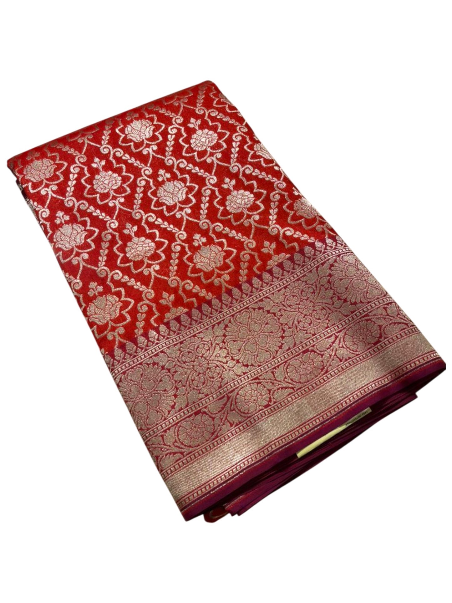 Southloom Pure Banarasi Silk Saree with Woven Work on Body and Borders (Red & Magenta)