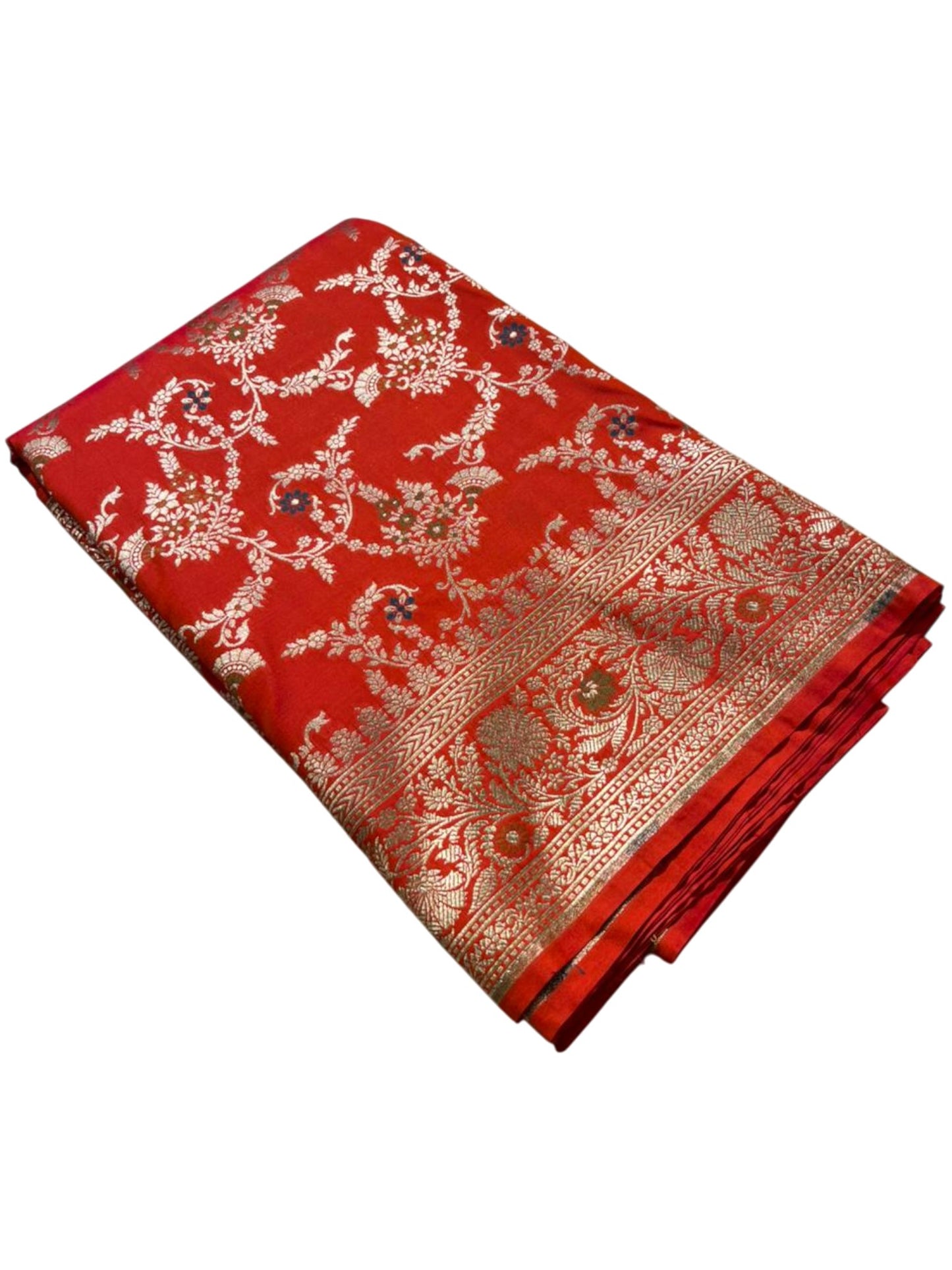 Southloom Pure Banarasi Silk Saree with Woven Work on Body and Borders (Orange)
