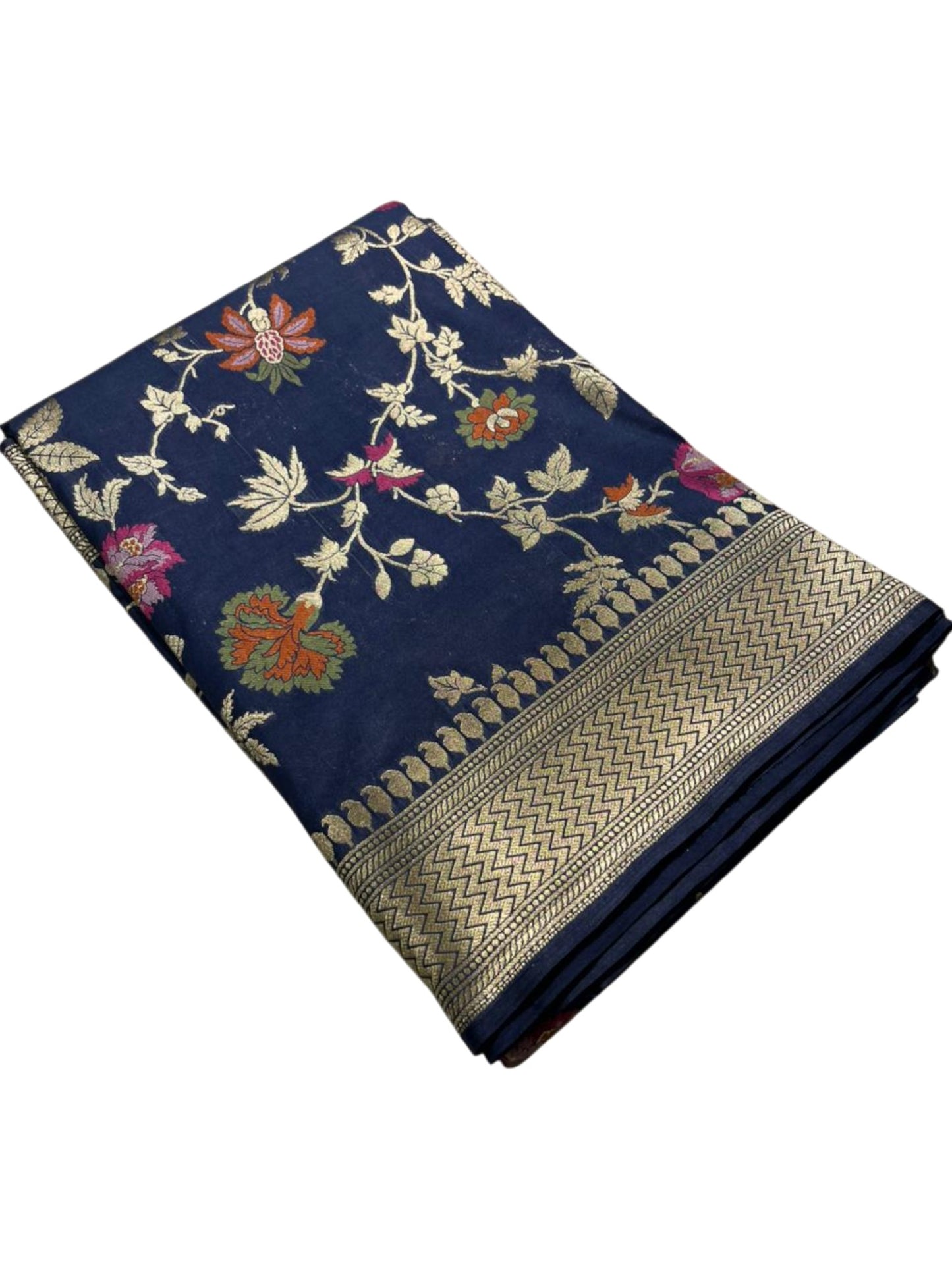 Southloom Pure Banarasi Silk Saree with Woven Work on Body and Borders (Blue)