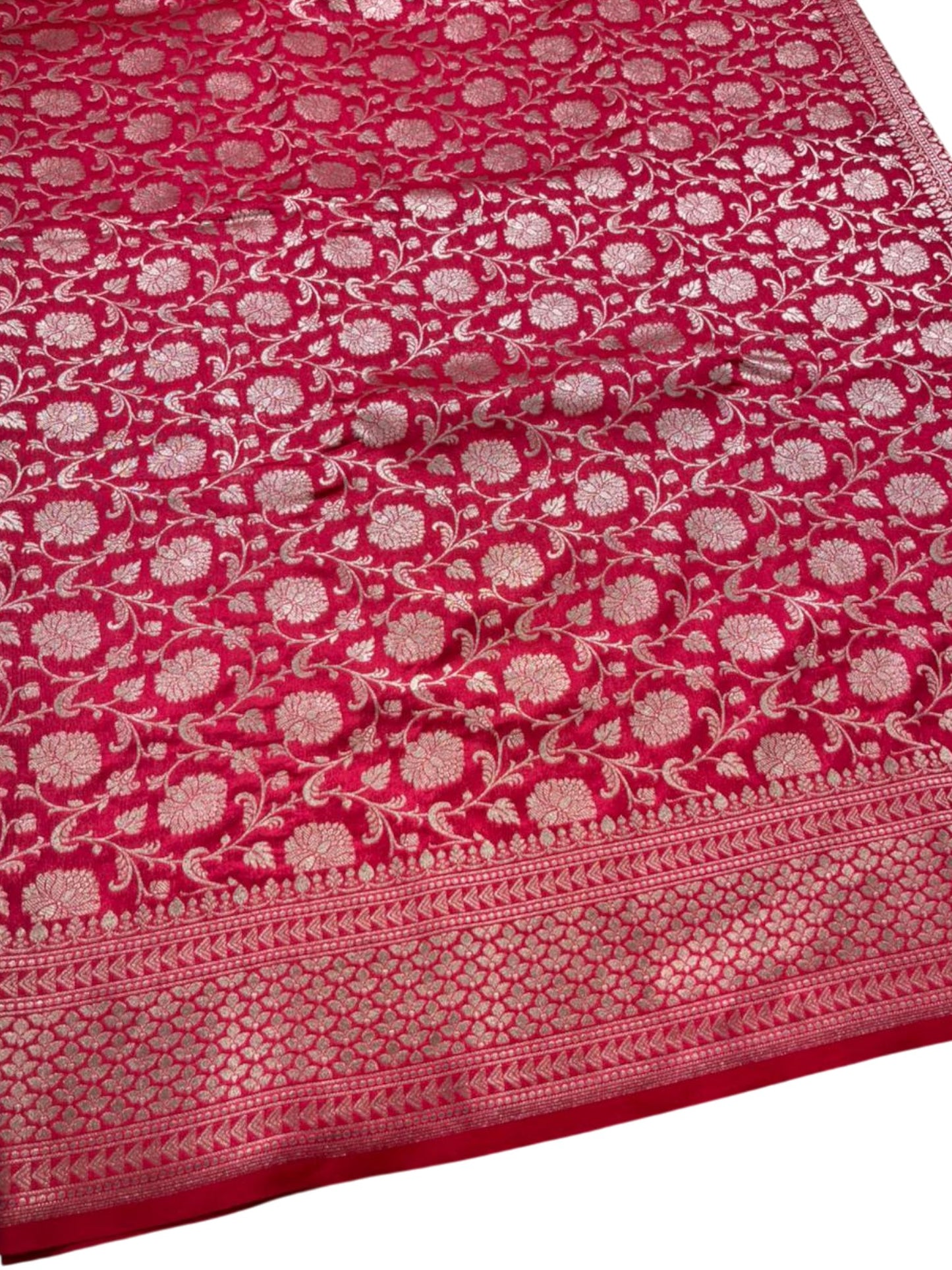 Southloom Pure Banarasi Silk Saree with Woven Work on Body and Borders (Magenta)