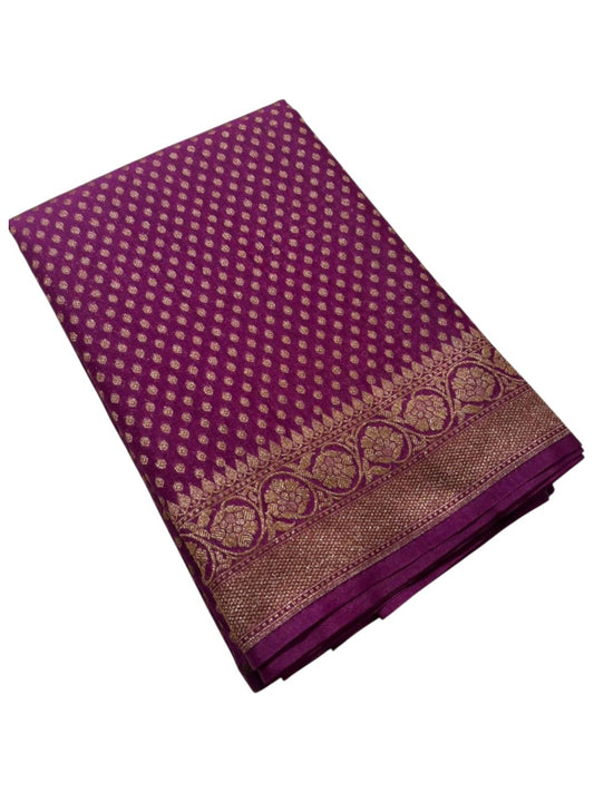 Southloom  Munga Silk Saree with Woven Work on Body and Borders (Purple)