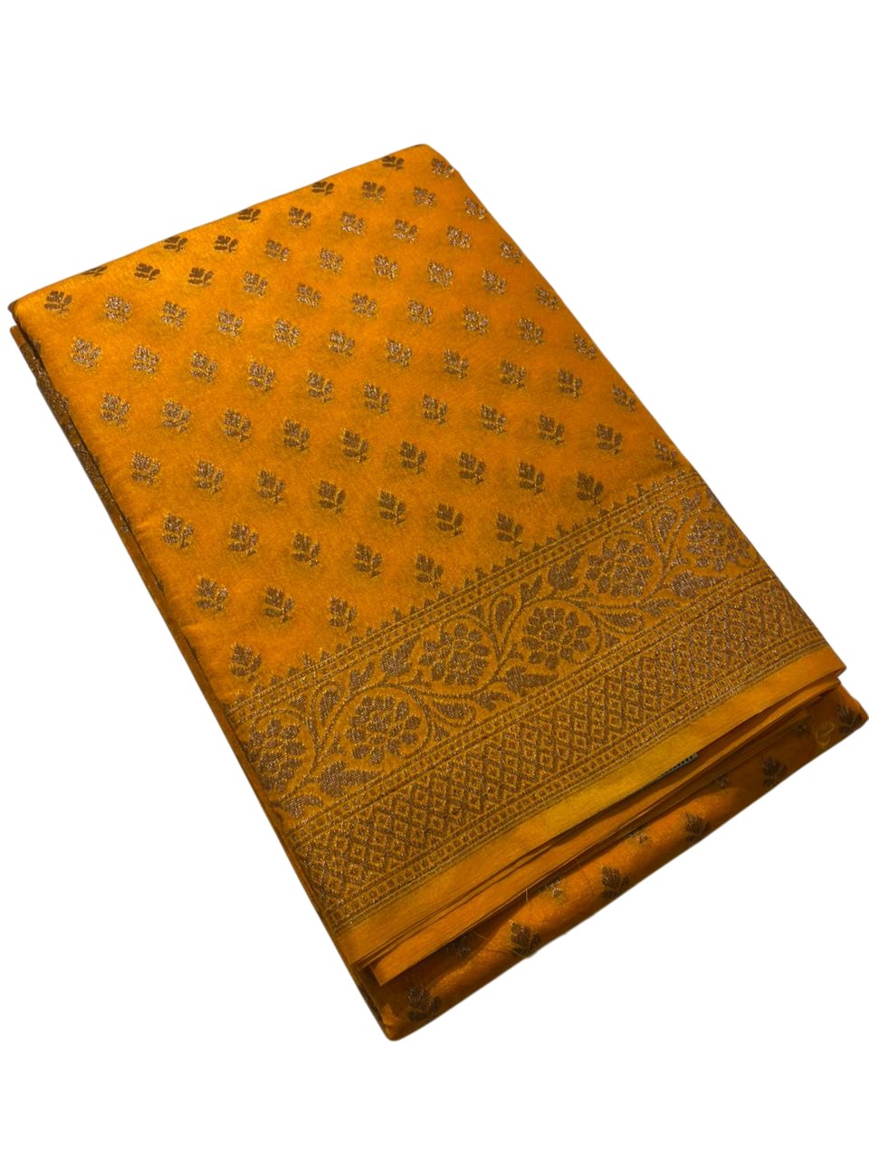 Southloom  Munga Silk Saree with Woven Work on Body and Borders (Yellow)