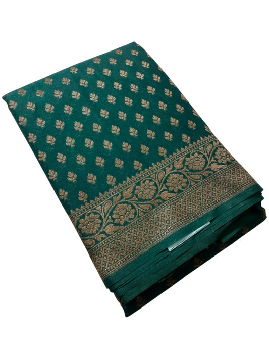 Southloom  Munga Silk Saree with Woven Work on Body and Borders (Green)