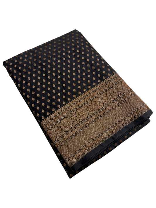 Southloom Munga Silk Saree with Woven Work on Body and Borders (Black)