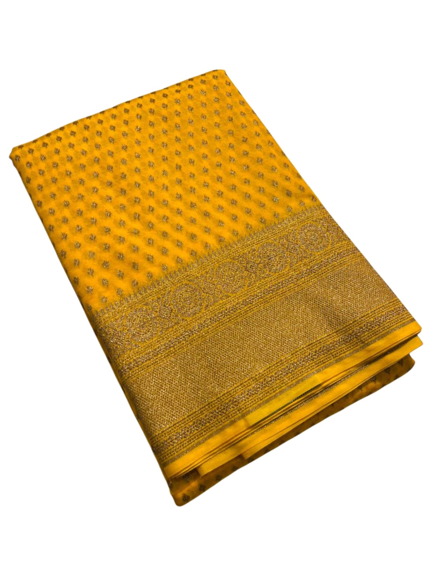 Southloom Munga Silk Saree with Woven Work on Body and Borders (Yellow)