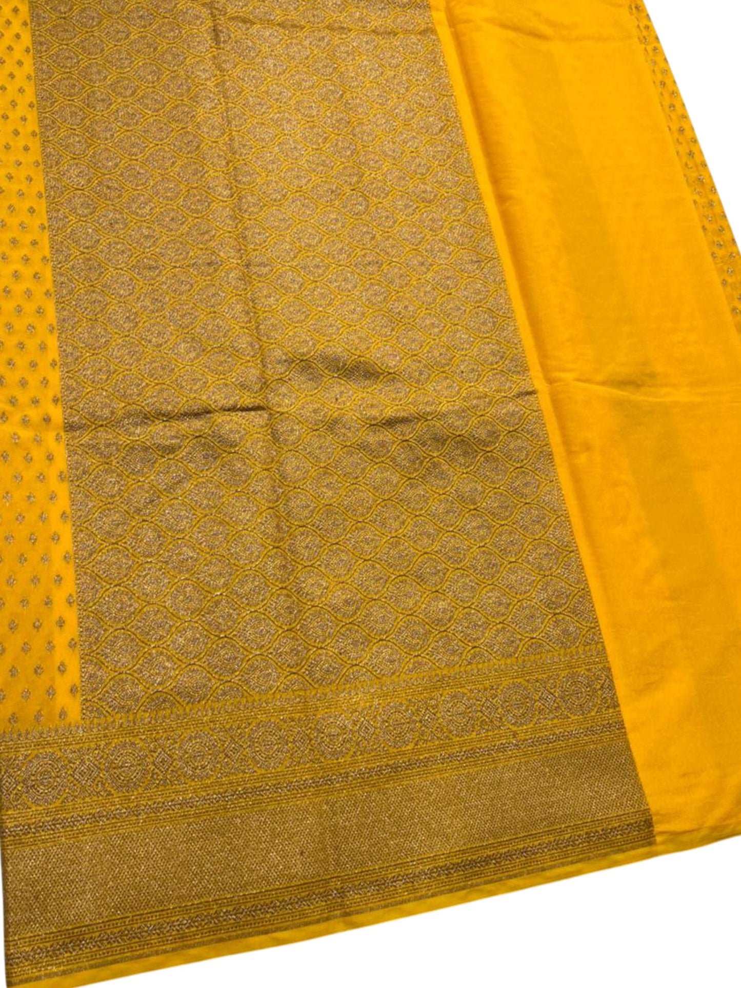 Southloom Munga Silk Saree with Woven Work on Body and Borders (Yellow)