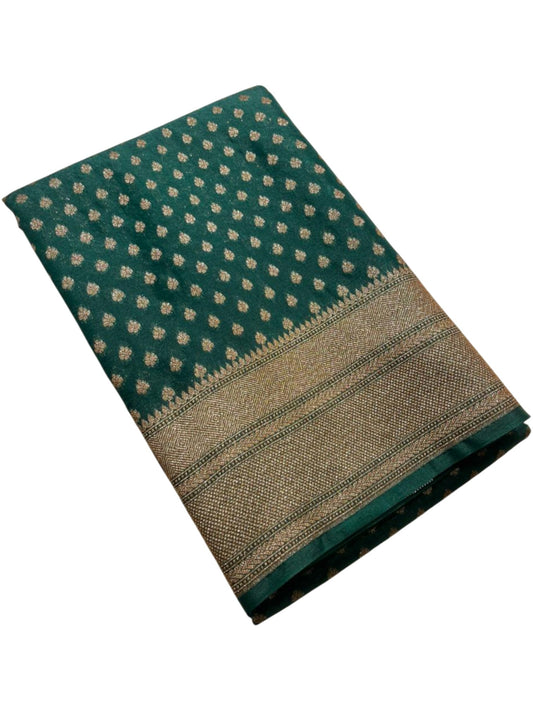Southloom Munga Silk Saree with Woven Work on Body and Borders (Green)