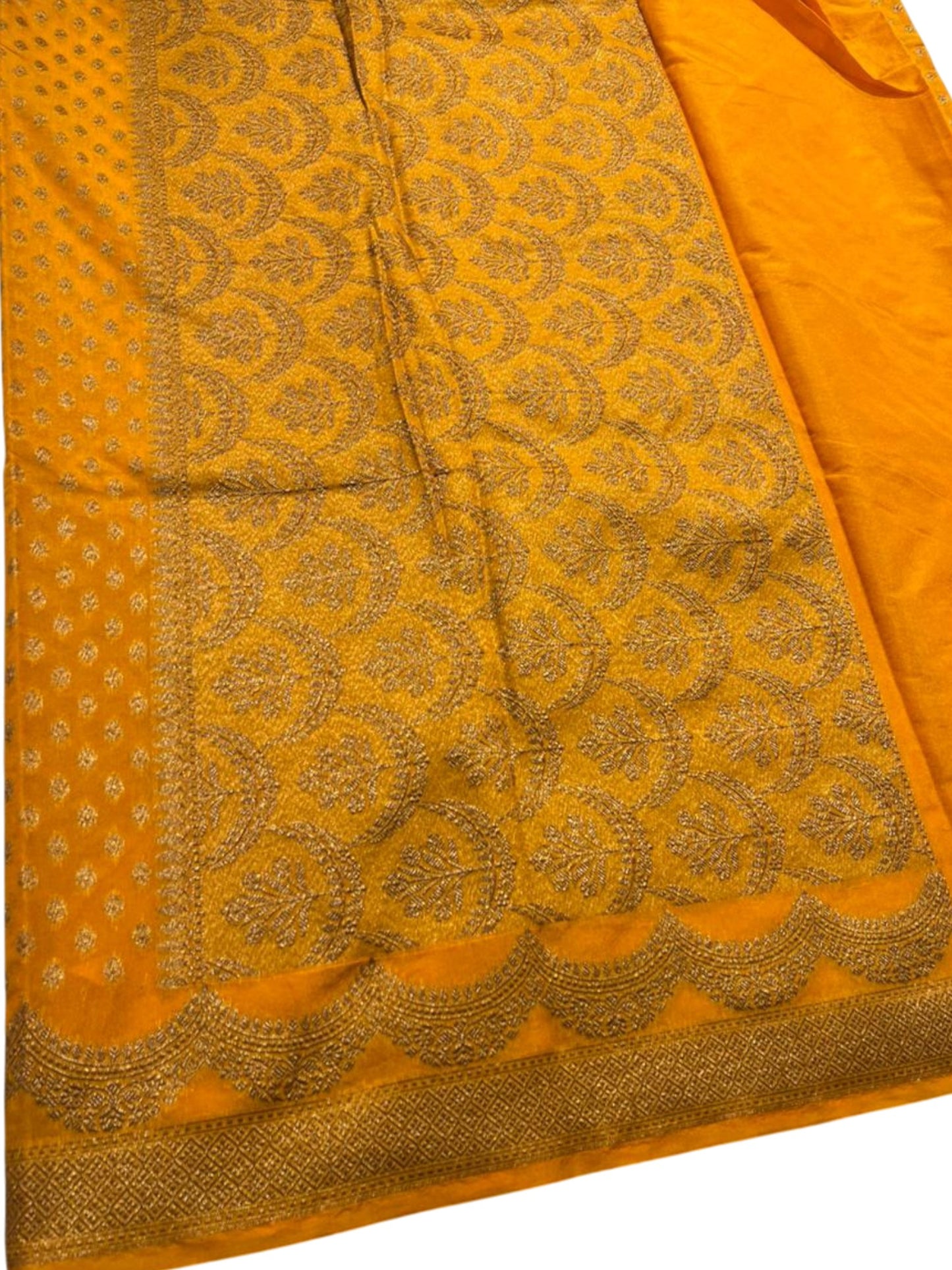 Southloom Munga Silk Saree with Woven Work on Body and Borders (Yellow)