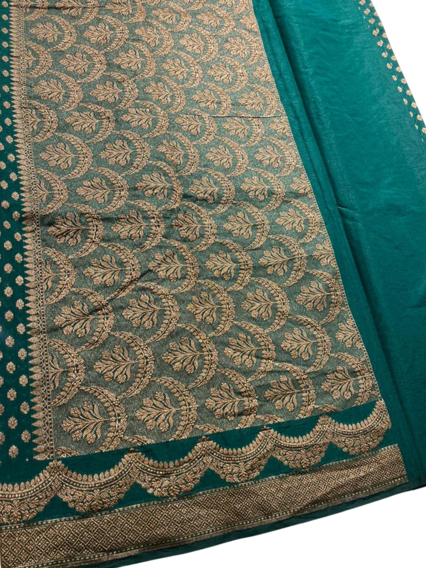 Southloom Munga Silk Saree with Woven Work on Body and Borders (Green)