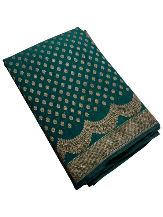 Southloom Munga Silk Saree with Woven Work on Body and Borders (Green)