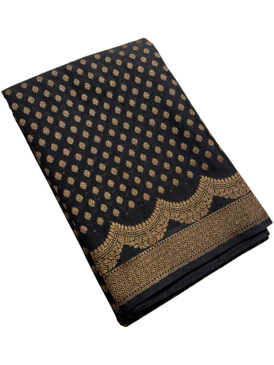 Southloom Munga Silk Saree with Woven Work on Body and Borders (Black)
