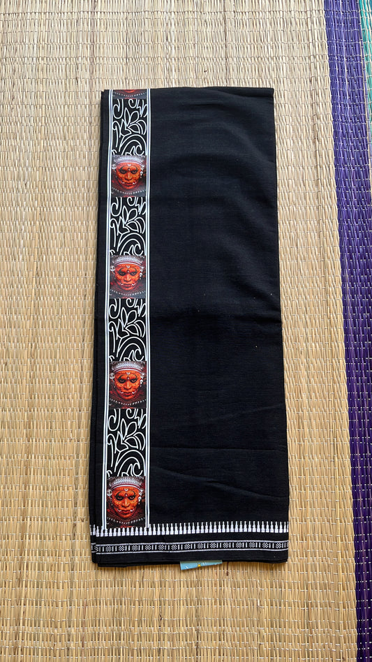 Theyyam Printed Black Single Dhoti / Otta Mundu SL319