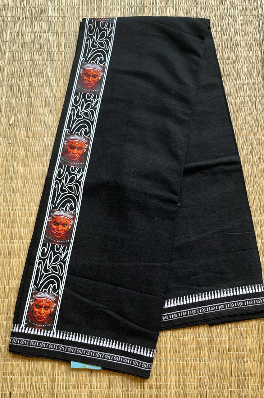Theyyam Printed Black Single Dhoti / Otta Mundu SL319