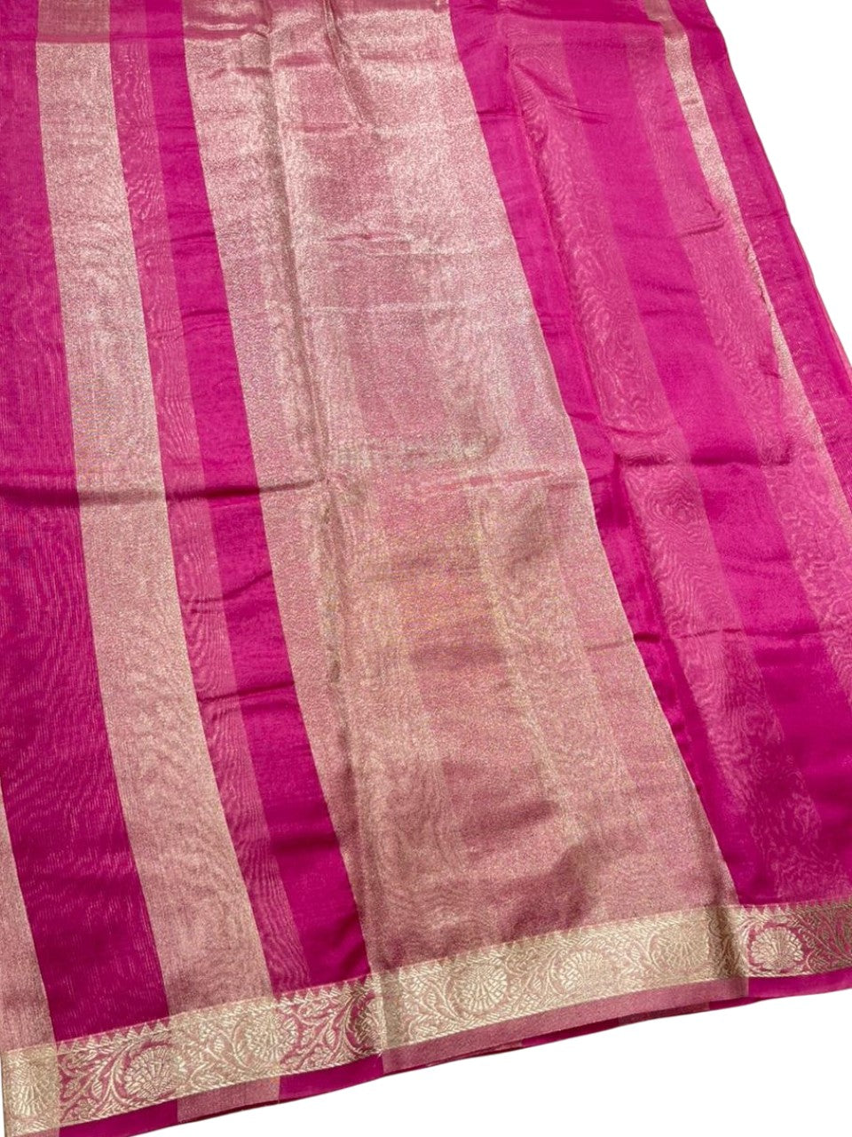 Southloom Tissue Organza Saree With Stripes Design in Double colour (Light Pink) SL354