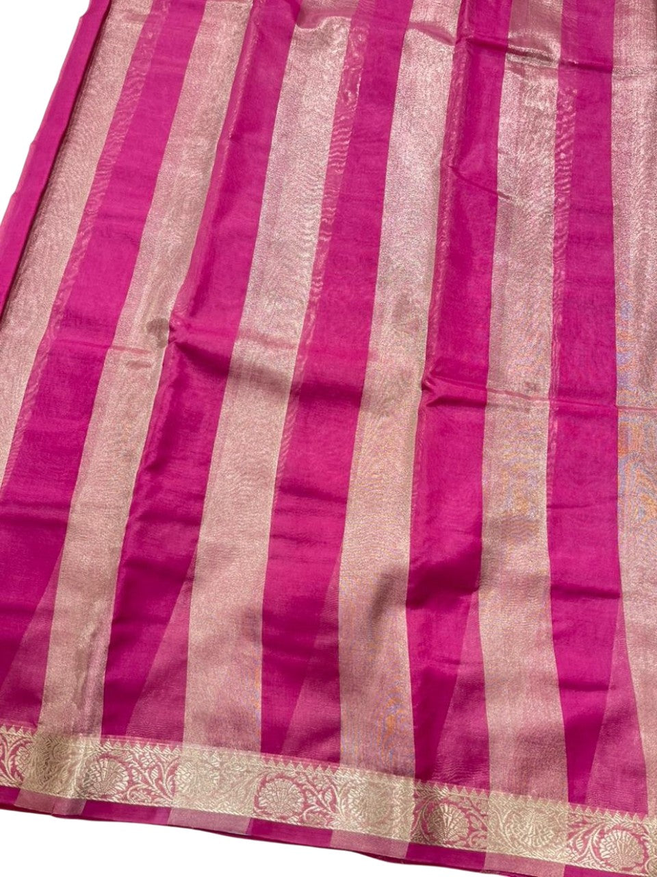 Southloom Tissue Organza Saree With Stripes Design in Double colour (Light Pink) SL354