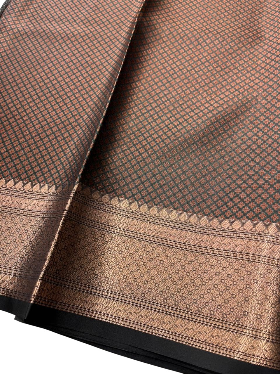 Southloom Resham Work Soft Cotton Banarasi Saree with Woven Work on Body and Borders