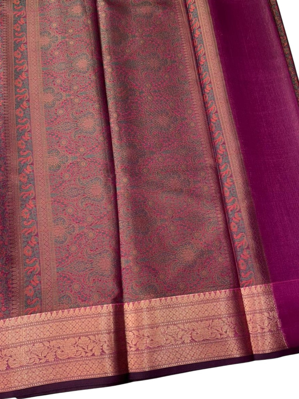 Southloom Resham Work Soft Cotton Banarasi Saree with Woven Work on Body and Borders