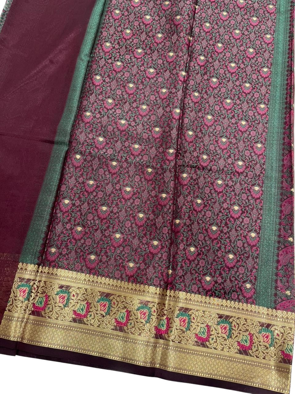 Southloom Resham Work Soft Cotton Banarasi Saree with Woven Work on Body and Borders